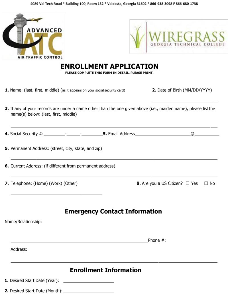 Advanced ATC Enrolment Form